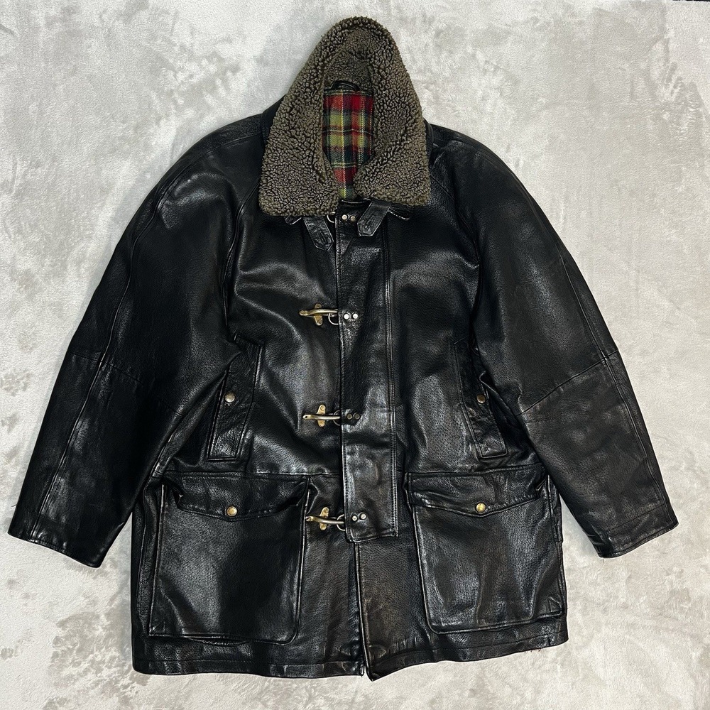 VTG Mac Douglas Fireman Coat Lobster Clasp Toggle Jacket Lined Sherpa Mens Sz XL